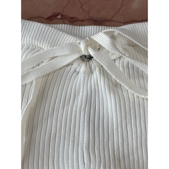 Casablanca Cut Out Ribbed Bralette in White Small New Womens Cropped Tube Top - Picture 5 of 10